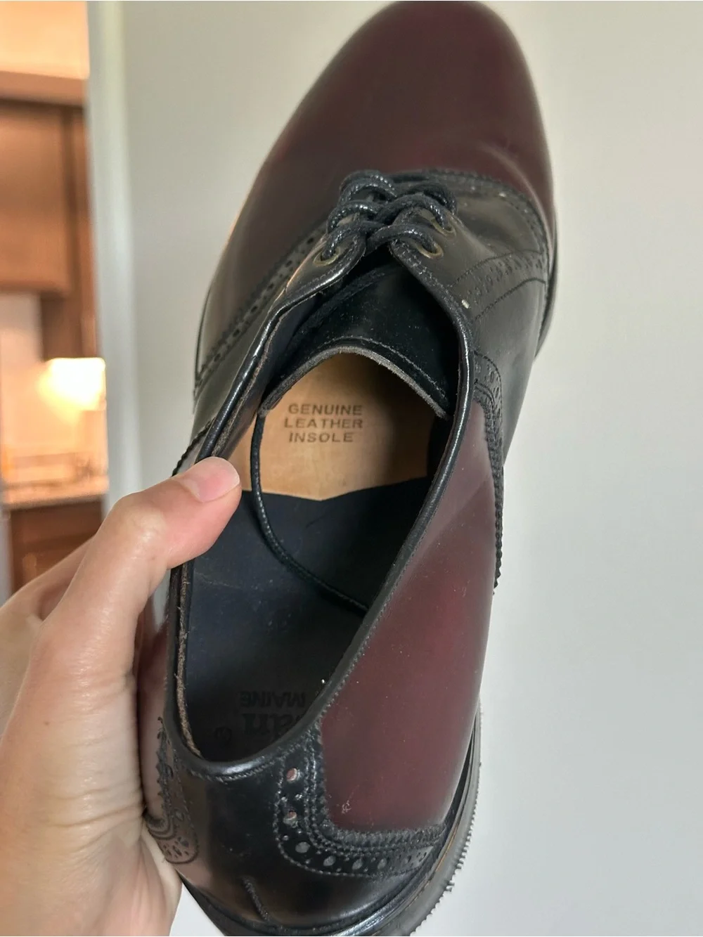 L.L. Bean Men’s Size 13 C Narrow Burgundy Black Leather Oxford Dress Shoe Vibram